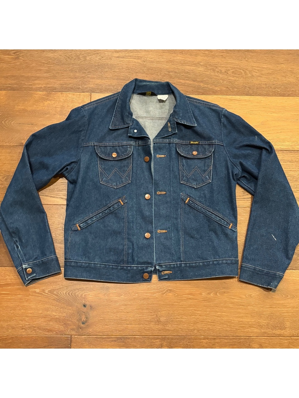 Vintage 70s Wrangler 72146NV “No Fault” Denim Jacket, Size 42, Large, USA Made